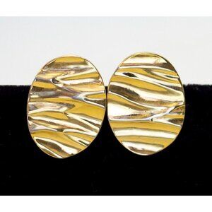 Vintage Zebra-patterned Gold Tone Oval Clip On Earrings - K1